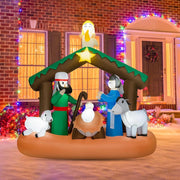 Presepe di Natale Gonfiabile da 180 cm, Decorazione Natalizia Gonfiabile Scena della Natività, con Luci LED Incorporate, per Interni e Esterni