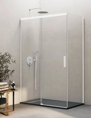 Box doccia THALASSA (BASIC) 1+1 con lato fisso laterale 130x120 cm Bianco vetro trasparente