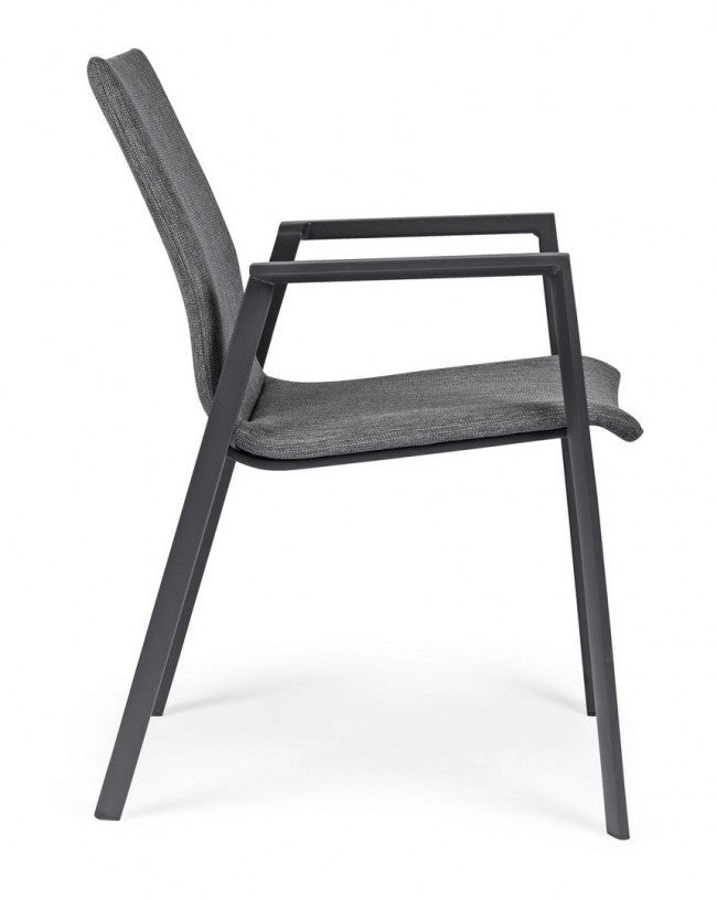 Set 4 Sedie da Giardino 55,5x60x83h cm con Braccioli Odeon Antracite Gr Scuro