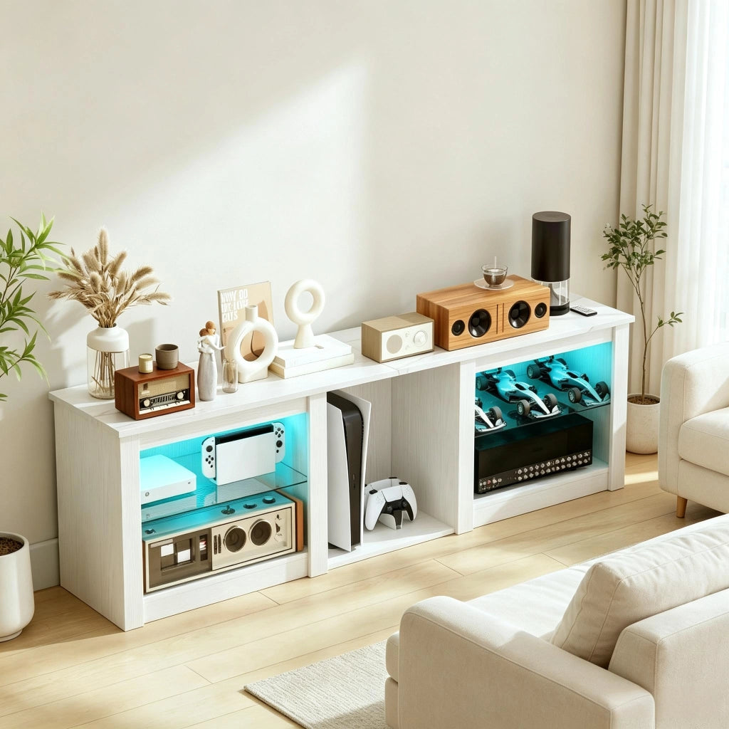 Mobile TV bianco con illuminazione LED 160 cm