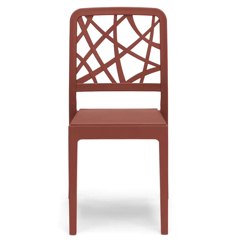 Set 6 sedie in polipropilene PENELOPE, 100% MADE IN ITALY, impilabile, resistente ai raggi UV, design moderno, ideale per sala da pranzo, cucina, sala d’attesa, bar, ristoranti o giardino, colore Mattone