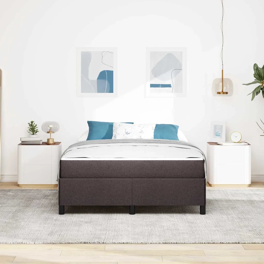 Letto a molle Marrone Scuro 140 x 200 cm Tessuto