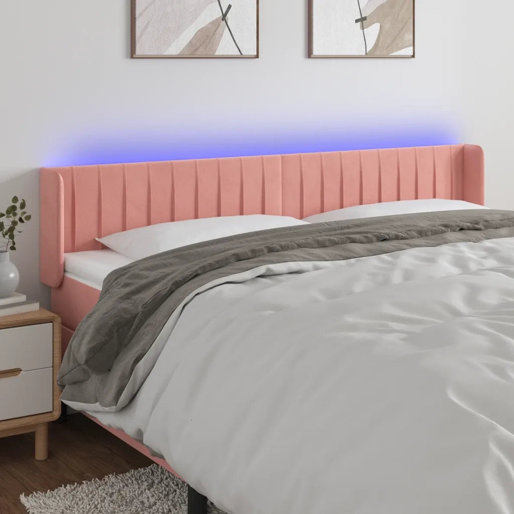 Testiera | Testata a LED Rosa 163x16x78/88 cm in Velluto