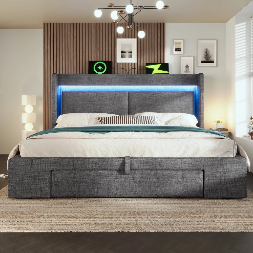 Letto imbottito 160x200 con materasso e contenitore idraulico