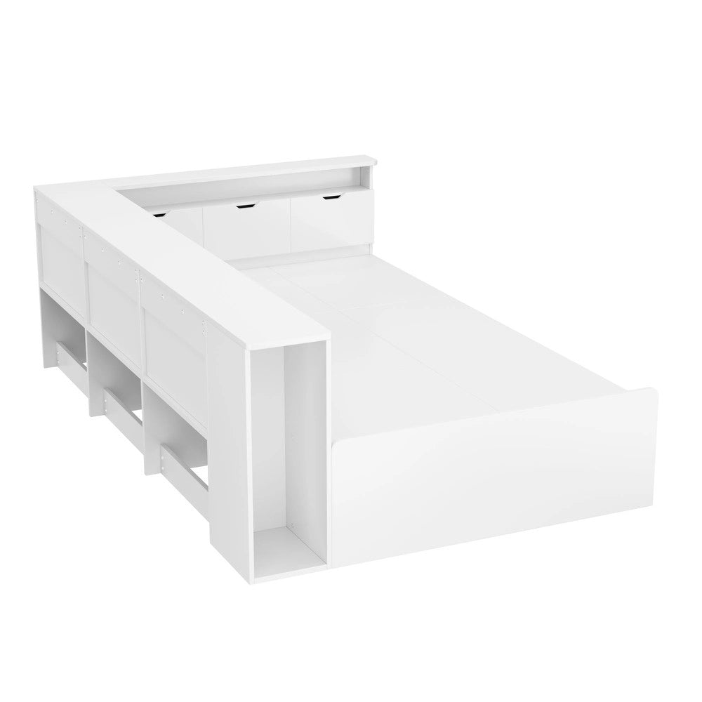 Letto Singolo per Bambini ¨C Minimal ¨C bianco 90x200cm con cassetti contenitore libreria