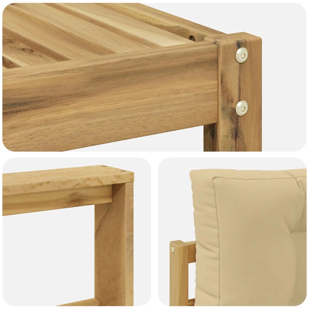 Set di divani da esterno 4 pz Bianco e Beige Poliestere 3386277