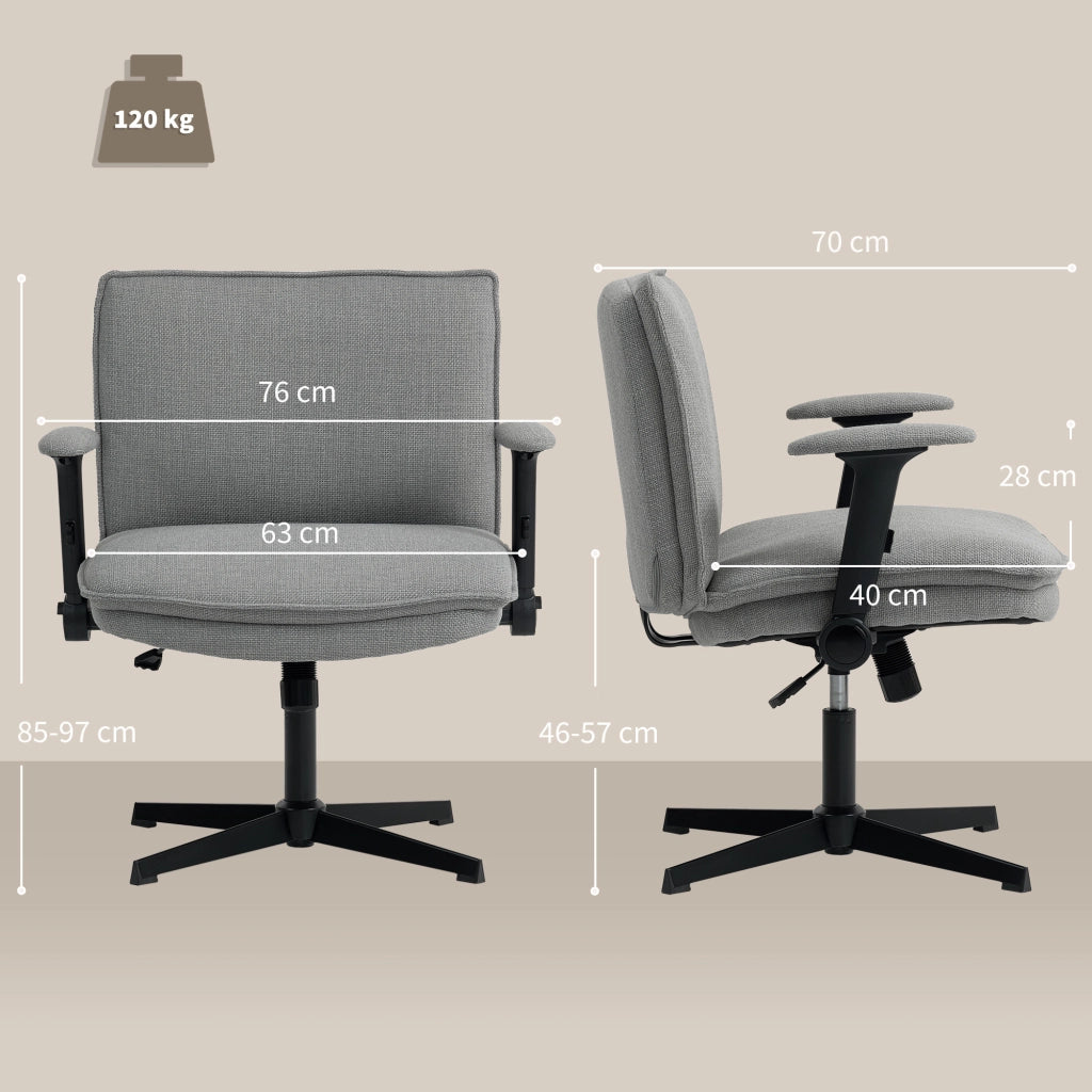 Sedia da ufficio con braccioli ribaltabili ¨C zephmum ¨C Grigio, Tessuto, Metallo