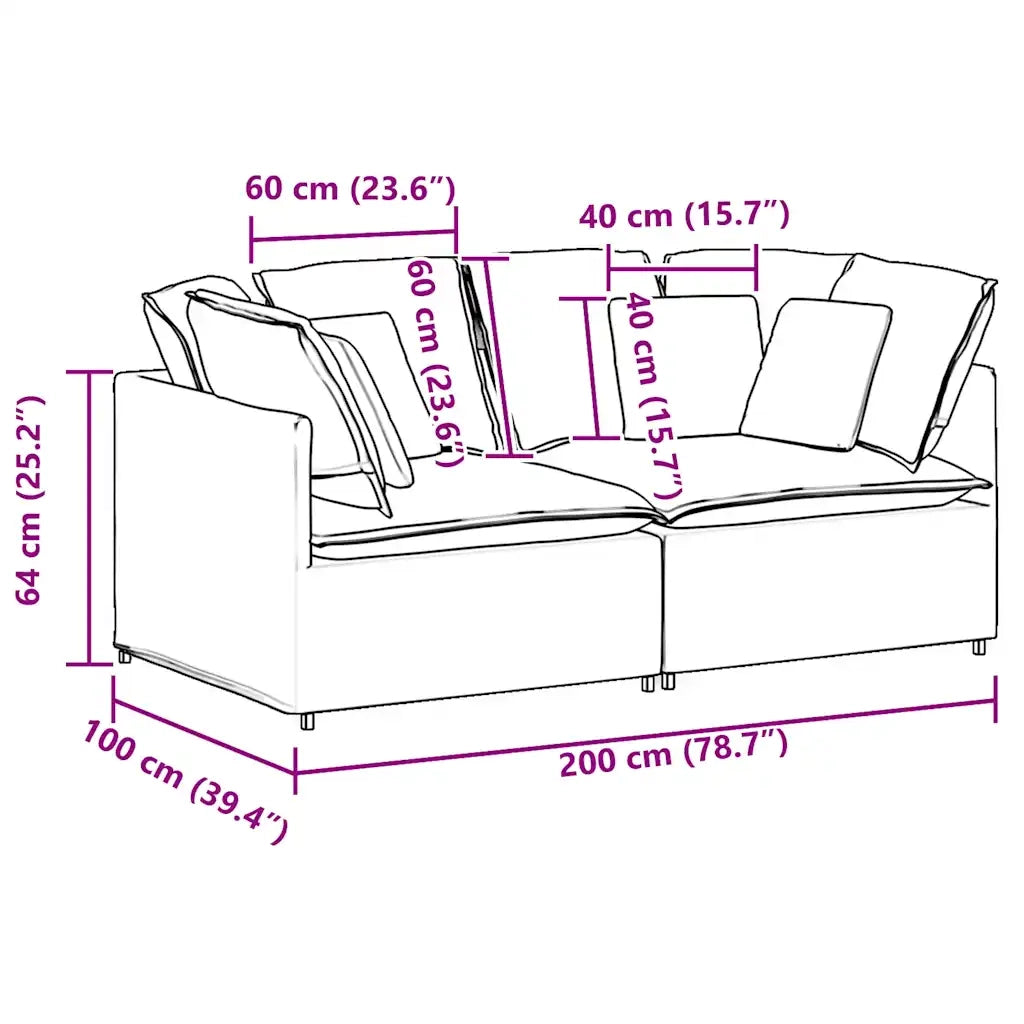 Divano Modulare con Cuscini in Tessuto Grigio Scuro 3321238