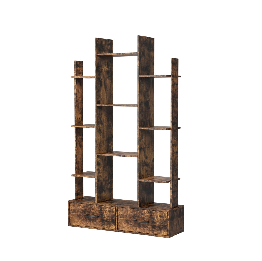 LIBRERIA con 2 cassetti 130,2x34,7x17,2 cm Marrone Metallo e Legno