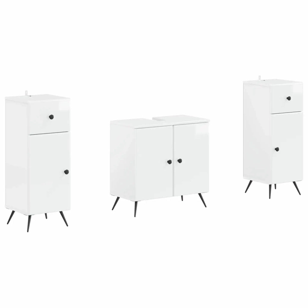 Set di armadietti da bagno in 3 pezzi BREDA Bianco Lucido 3418048