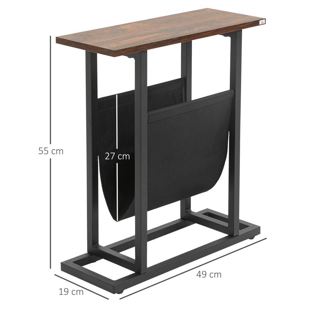 Tavolino da notte design moderno con tasca ¨C zephmum ¨C nero+marrone 49x19x55 cm