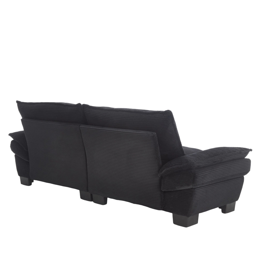 Divano a 2 posti in velluto nero 224 x 81 x 81 cm con braccioli e cuscini