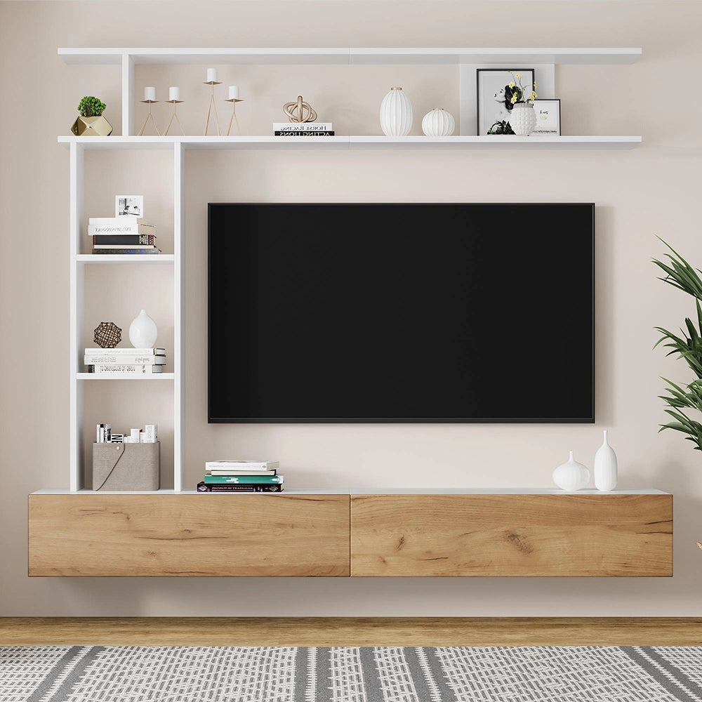 Set TV - Xylo - 180x35x22.5 cm con vetrine e scaffali