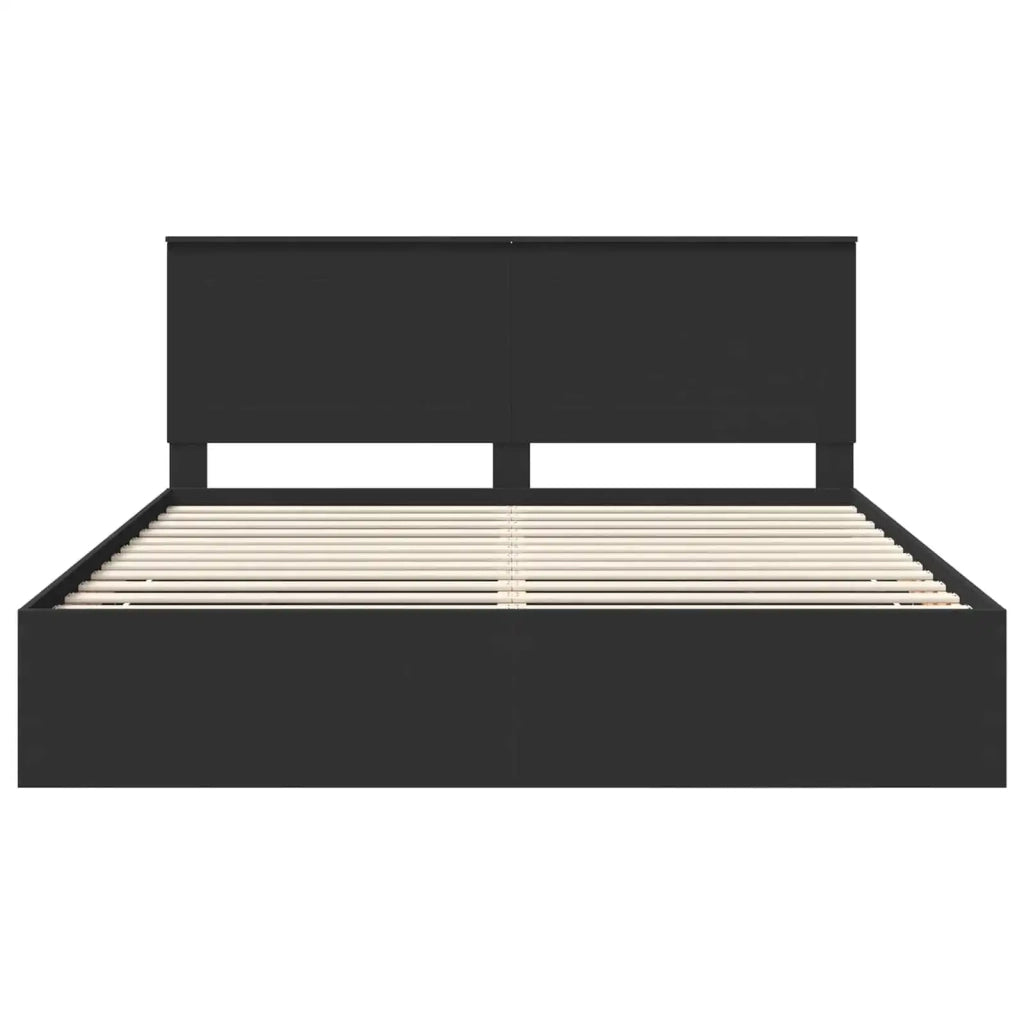 Letto matrimoniale | Letto per adulti | Struttura del letto Nero 200 x 200 cm Legno Ingegnerizzato