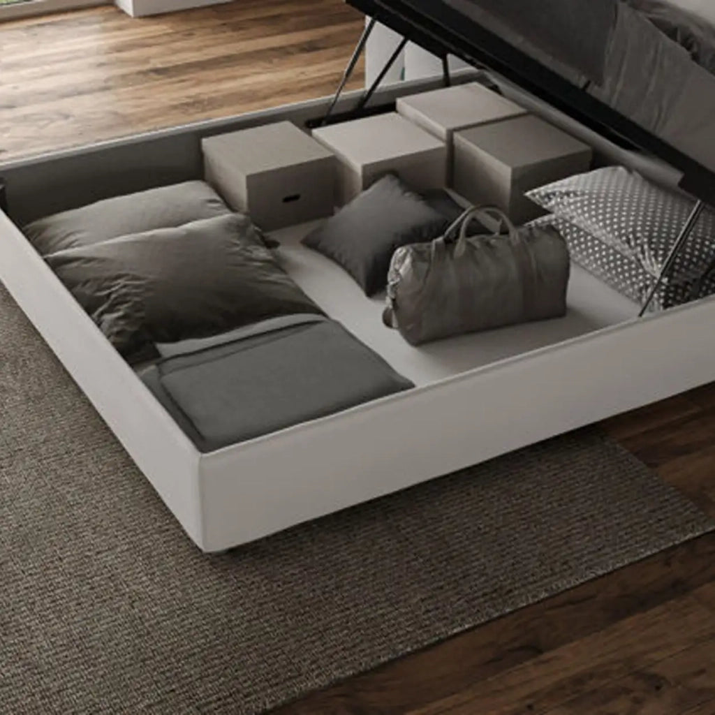 Letto una piazza e mezza contenitore imbottito 120x190 tessuto Aragona 3 giallo Adele