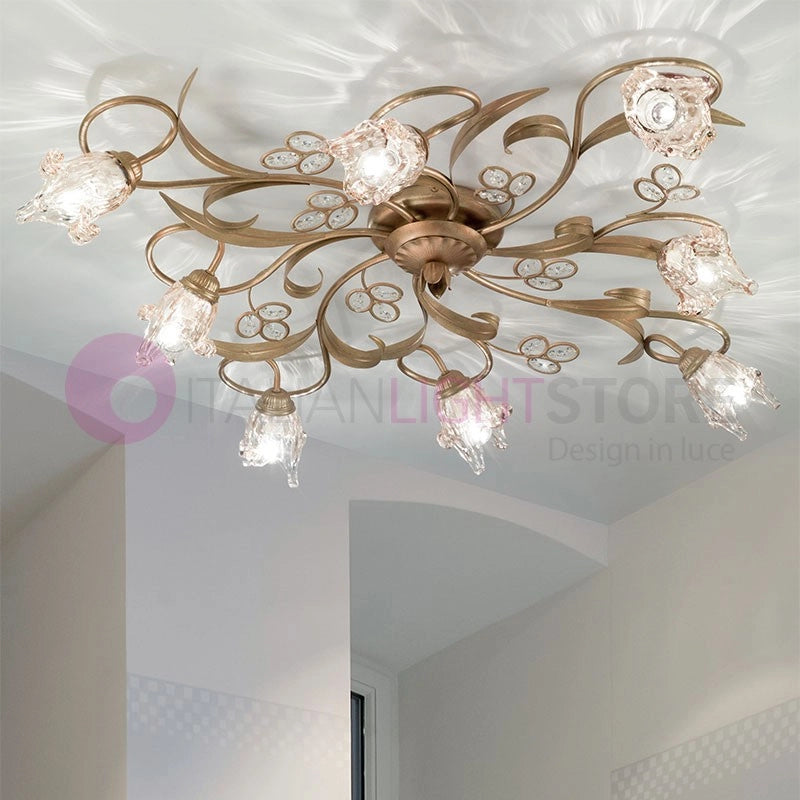 SOFIA Lampada a Soffitto Plafoniera 8 Luci Stile Classico Rustico