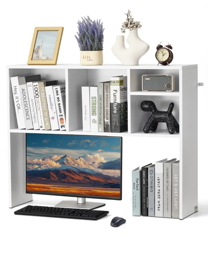 Libreria da Scrivania, Organizer per Oggetti da Scrivania 1 Livello, Scaffale per Esposizione in Legno per Ufficio, Libreria con Piedini Antiscivolo,