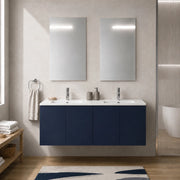 Mobile bagno sospeso 120 cm blu quattro ante e doppia vasca Tierra