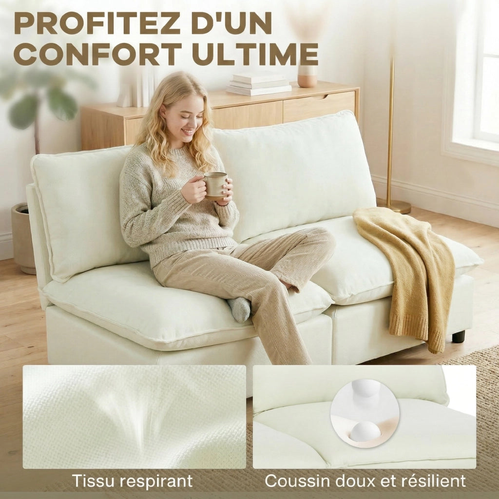 Divano 2 posti senza braccioli ¨C Minimal ¨C crema 146 cm