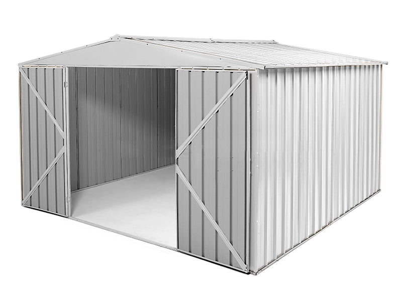 Box in Acciaio Zincato garage attrezzi lamiera 360x3.45cm x h2.12m - 150KG - 12,42mq - BIANCO