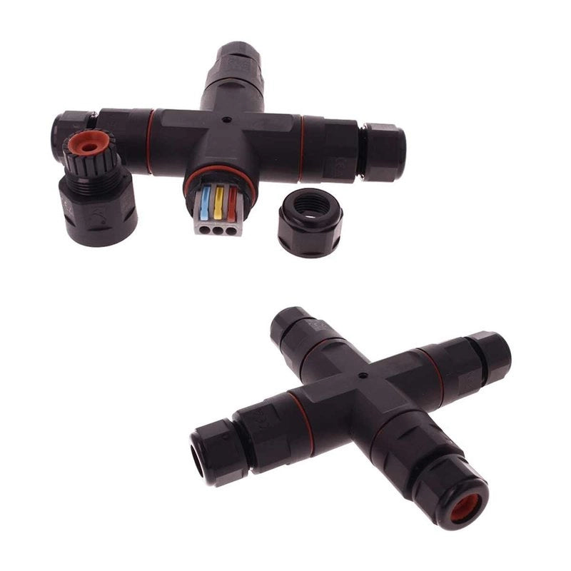 2 Connettori Giunta X IP68 Senza Viti 3 Posti per Cavo Elettrico 6 12mm 150x30mm