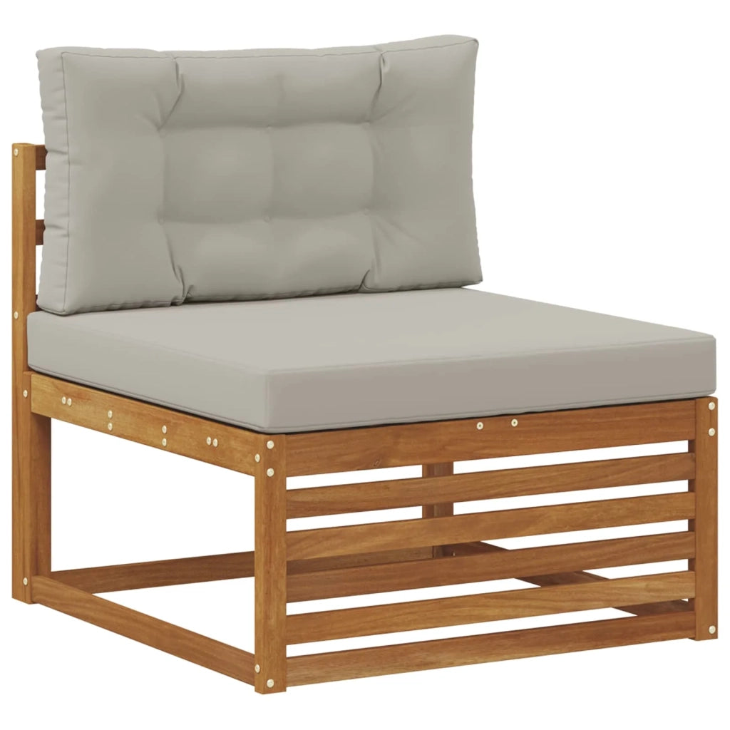 7 pz Set di divani da esterno Grigio Naturale e Chiaro 3374101