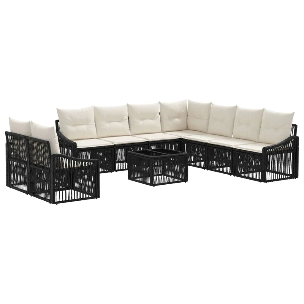 Set Divano da Giardino 10 pz Nero polyrattan 3436048