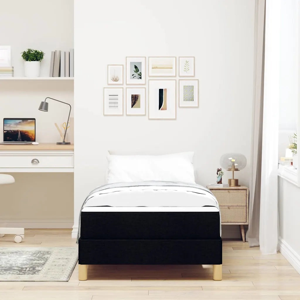 Letto a molle con materasso Nero 90 x 190 cm Tessuto