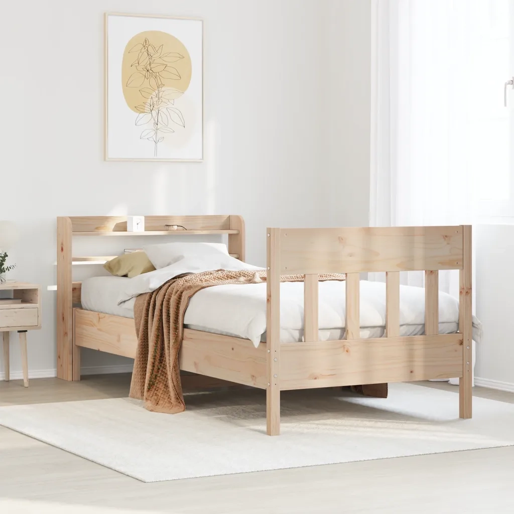 Letto senza Materasso-Struttura Letto 75x190 cm in Legno Massello Pino 109160