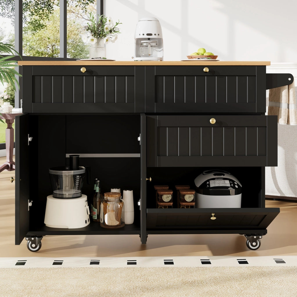 CARRELLO CUCINA 133x37,3x88 cm MDF Nero