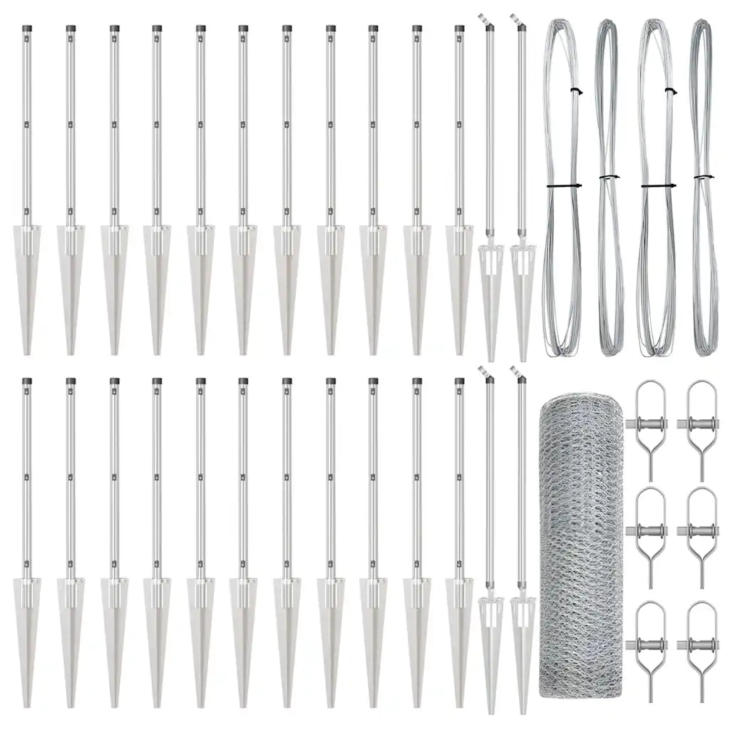 Palo della recinzione Argento 50 x 1 m (rete da 13 mm) Acciaio