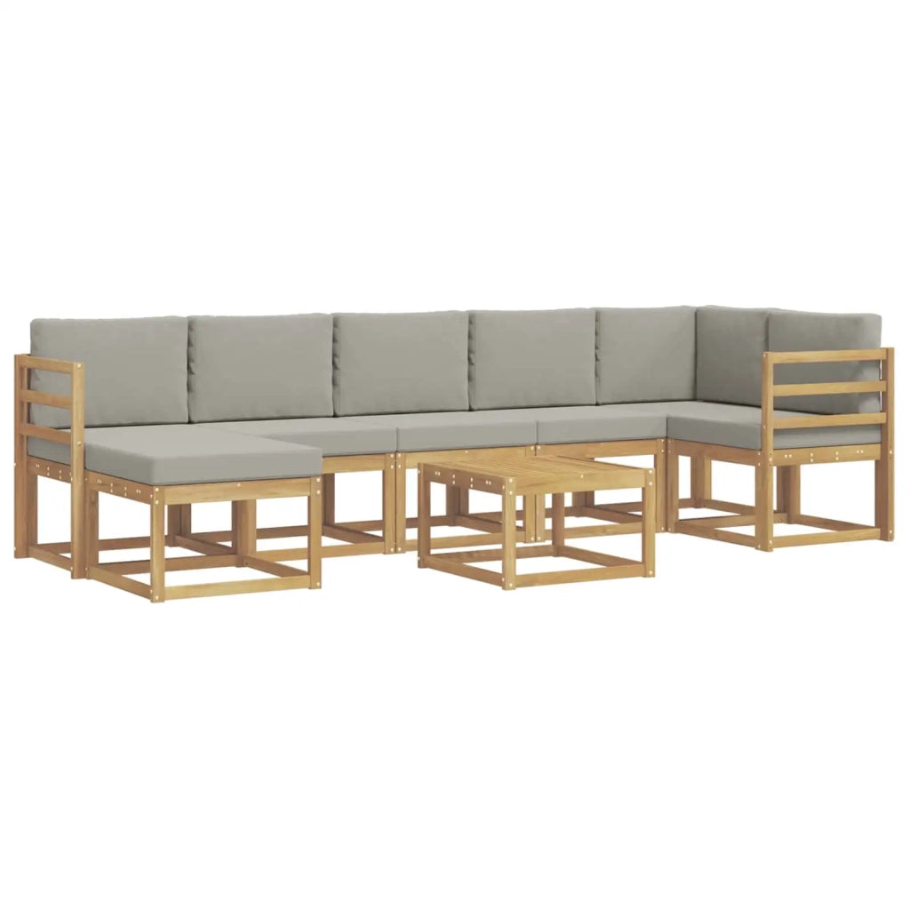 Set di divani da esterno 8 pz Bianco e Grigio Chiaro 3387965