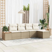 Set Divano da Giardino con cuscino 5 pcs Beige Poly Rattan 3348067