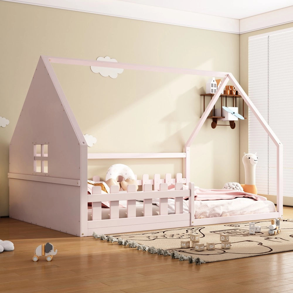 Letto Singolo per Bambini con Sponde ¨C MINIMAL ¨C Pino Rosa 140x200