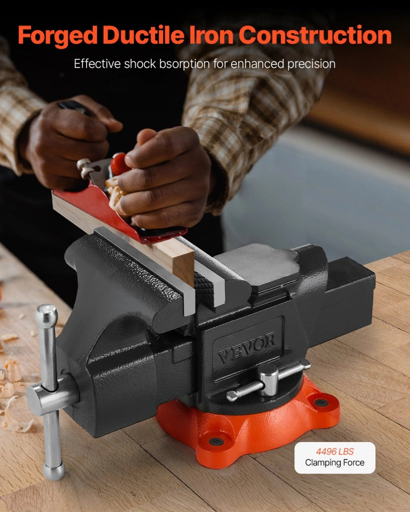 Morsa da Banco Girevole a 360 Gradi 127 mm in Ferro Duttile per Tubi Tondi e Bricolage Modello 9525
