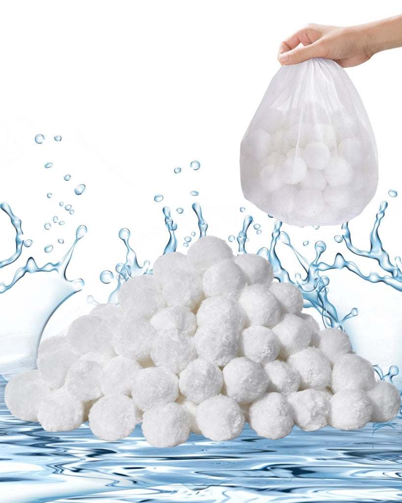 Palline filtranti per piscina e filtro a sabbia F7 in fibra di poliestere bianco 0,68 kg riutilizzabili con sacchetto per lavaggio