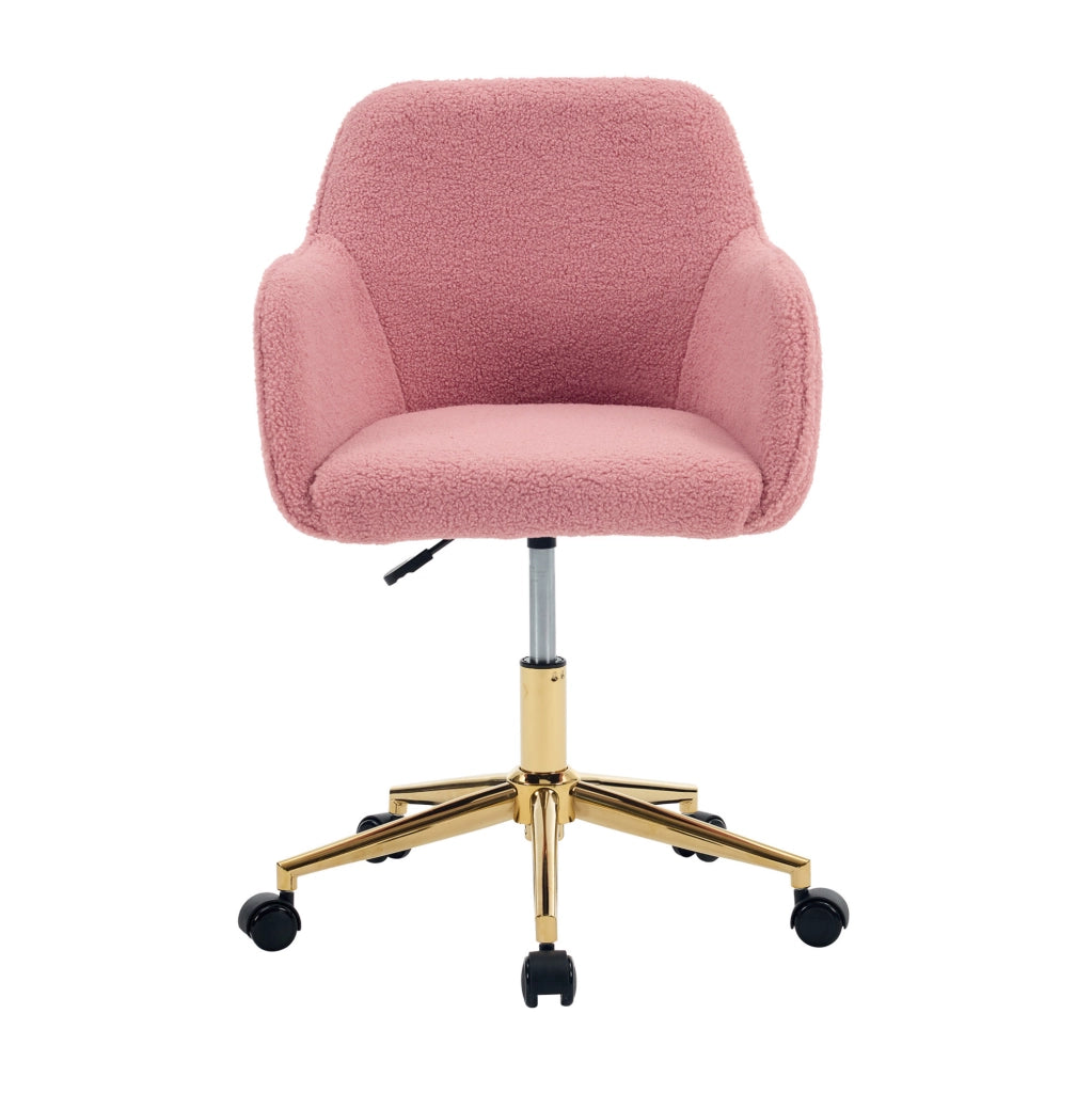 Sedia da ufficio rosa in tessuto Teddy – girevole 360°, altezza regolabile