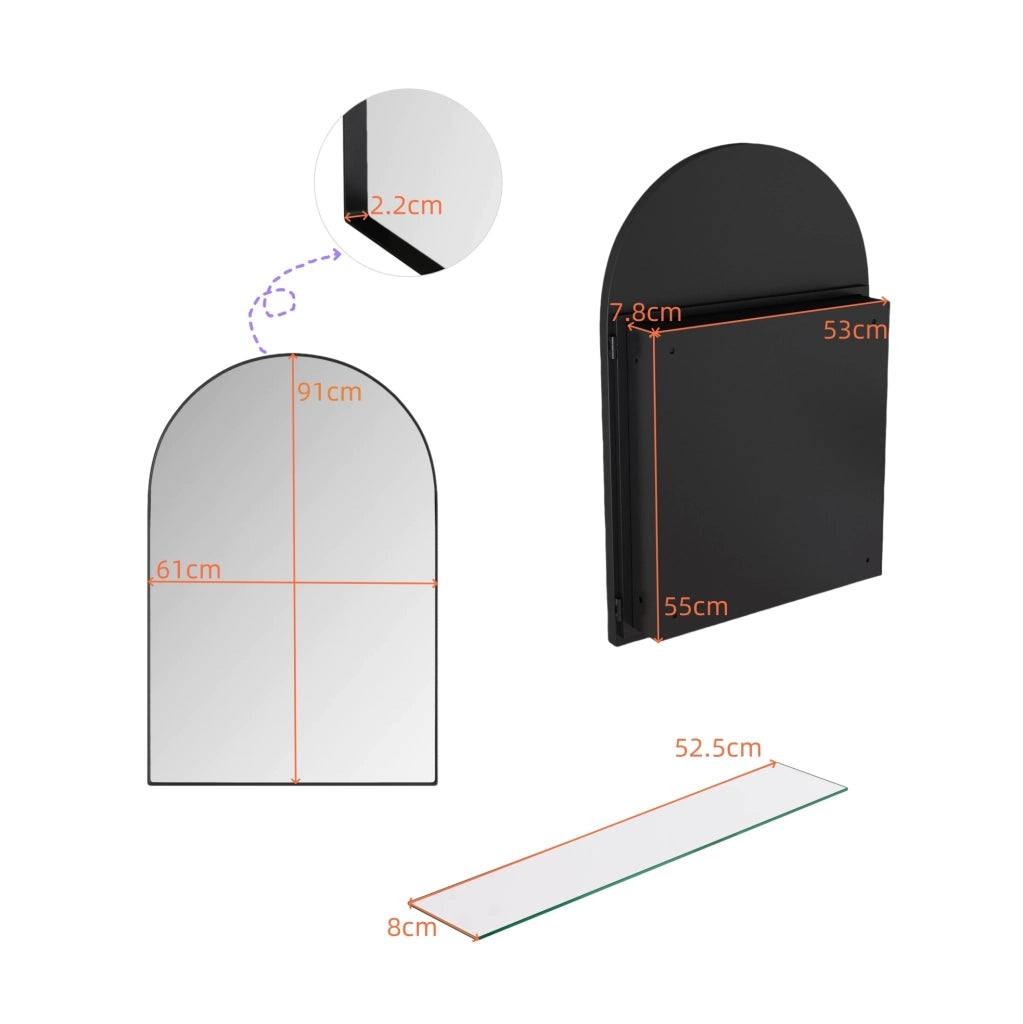MOBILE SPECCHIERA AD ARCO 101x72x18,5 cm METALLO NERO