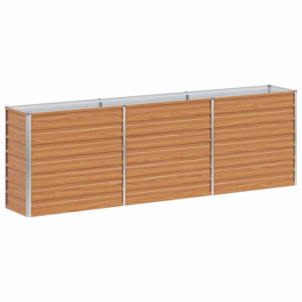 Fioriera rialzata industriale chic 240 x 40 x 77 cm resistente alle intemperie minimalista in acciaio galvanizzato marrone chiaro 02_0059017
