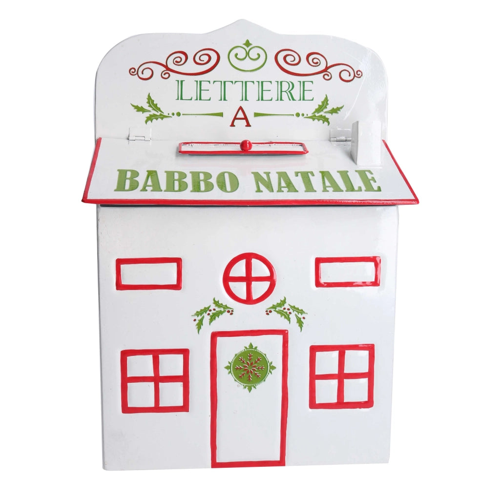 Cassetta posta di Babbo Natale Natalizia 25,5x12xh36 cm in Metallo bianco