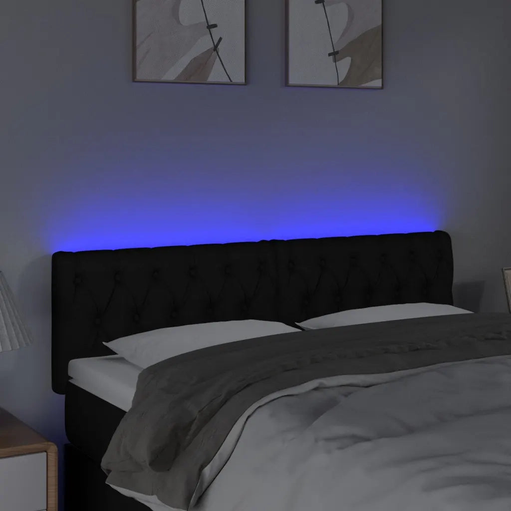 Testiera | Testata a LED Nera 160x7x78/88 cm in Tessuto
