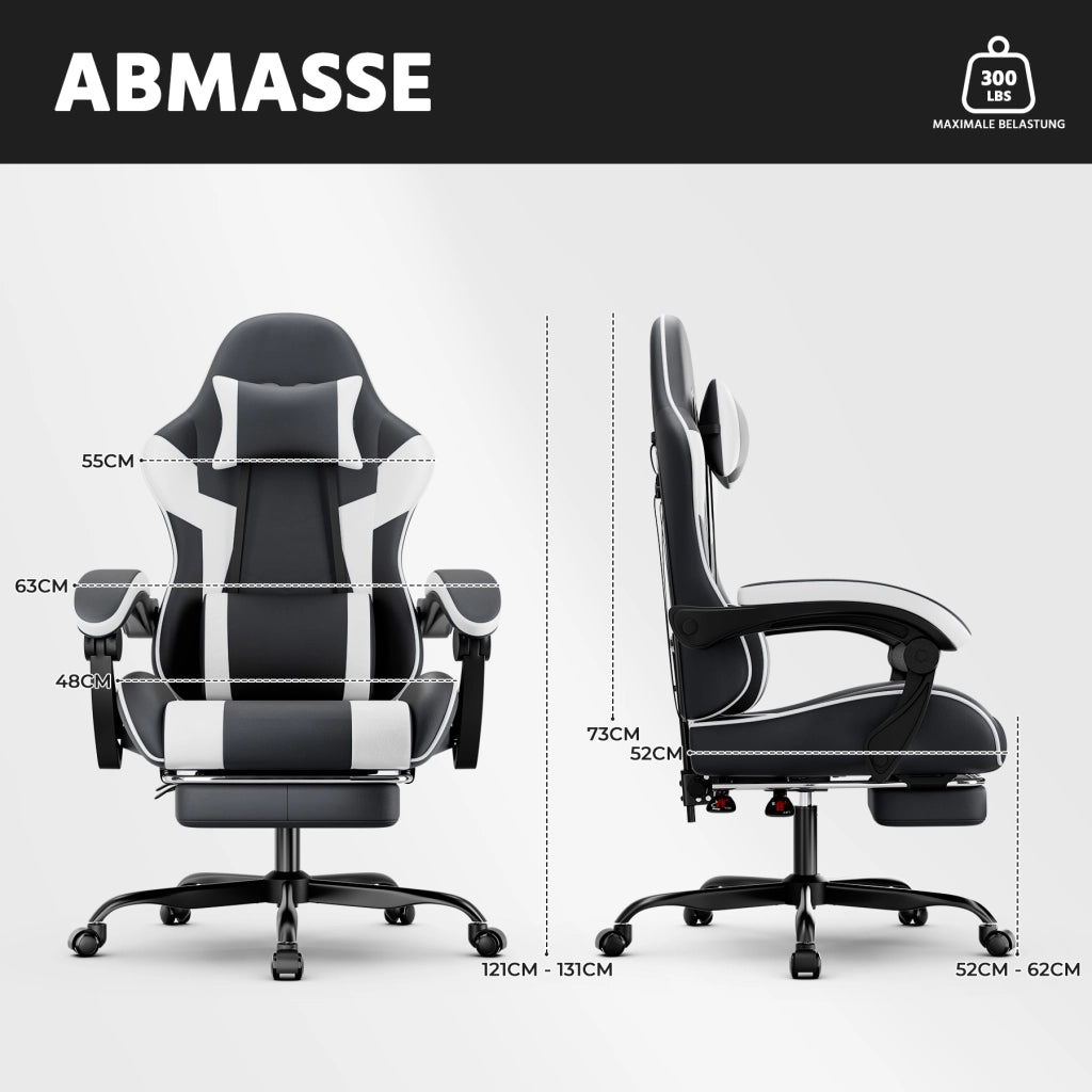 SEDIA GAMING Ergonomica in PVC Nero e Bianco