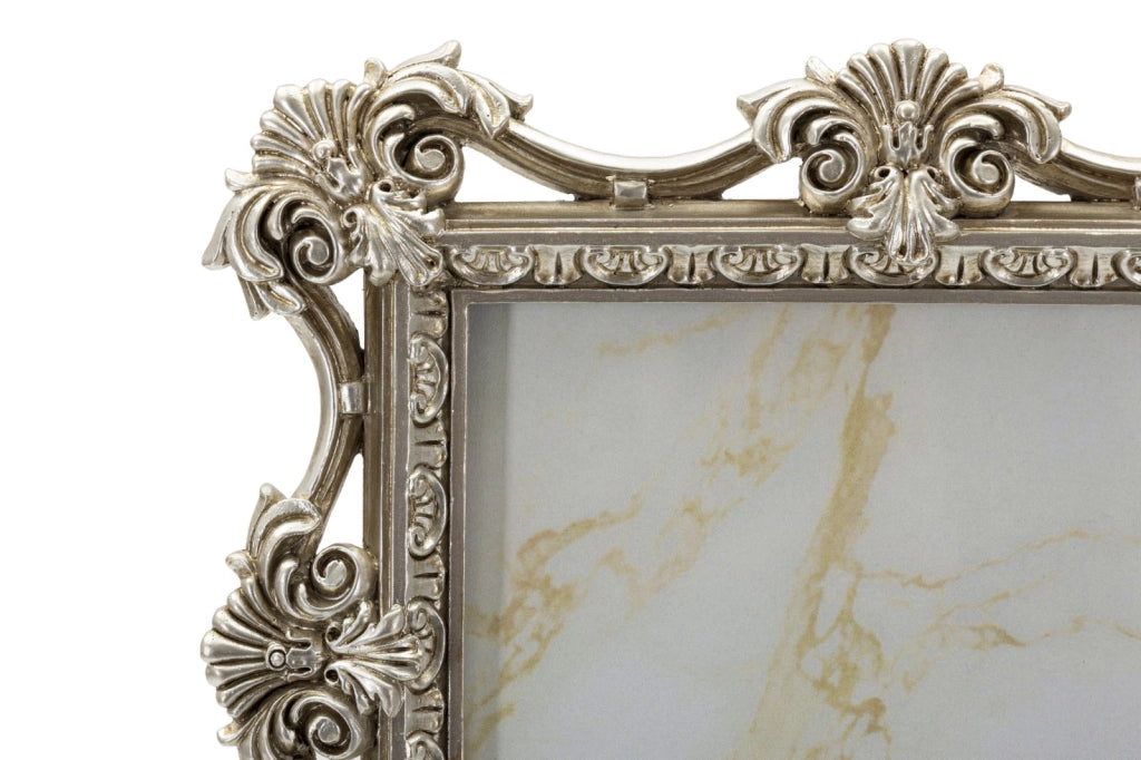 Cornice Florence 27x2,2x32 cm in Resina e Vetro Argento