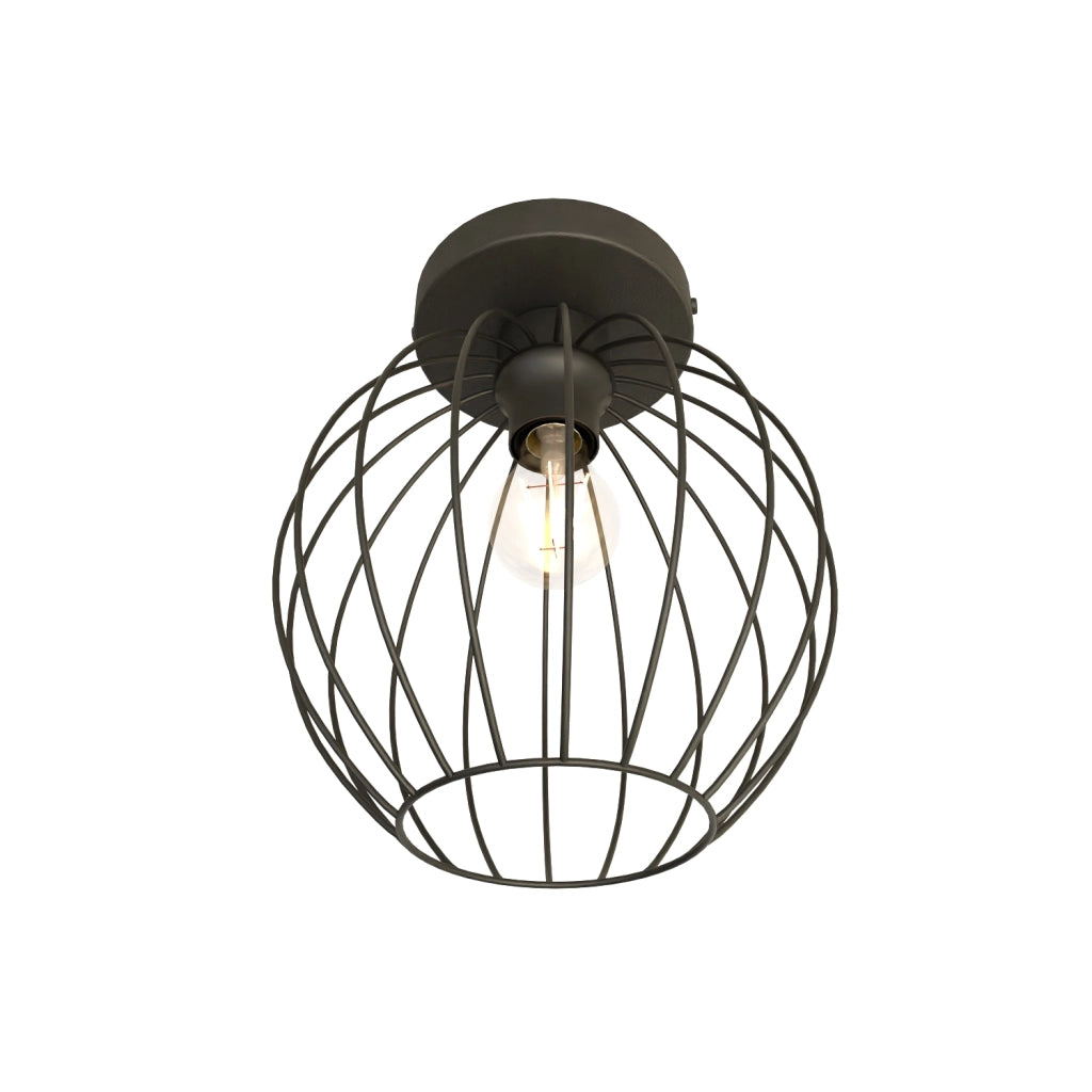 Plafoniera Minimal Industrial Orion 1 Luce Nera