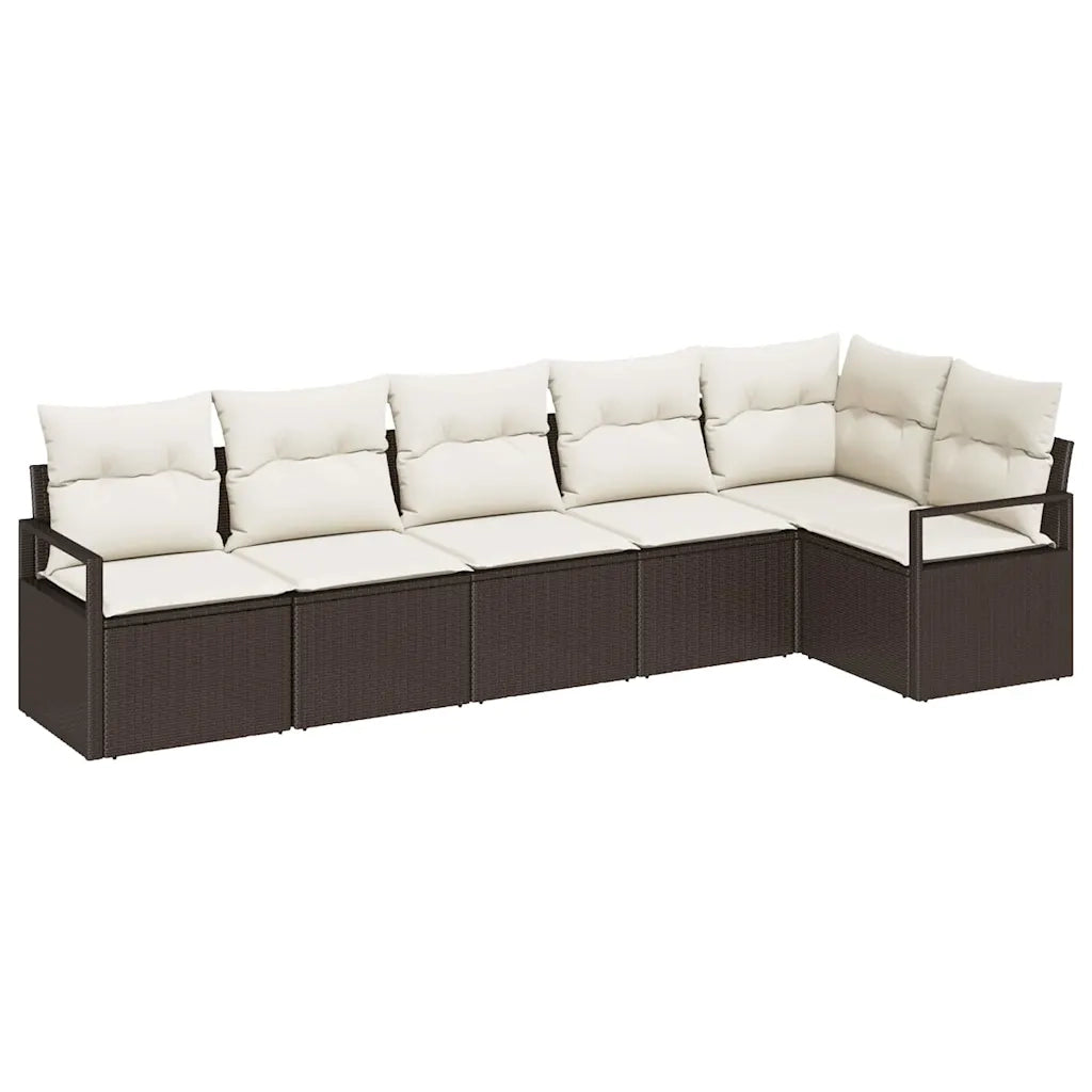 Set Divano da Giardino 6 pcs Marrone e bianco polyrattan
