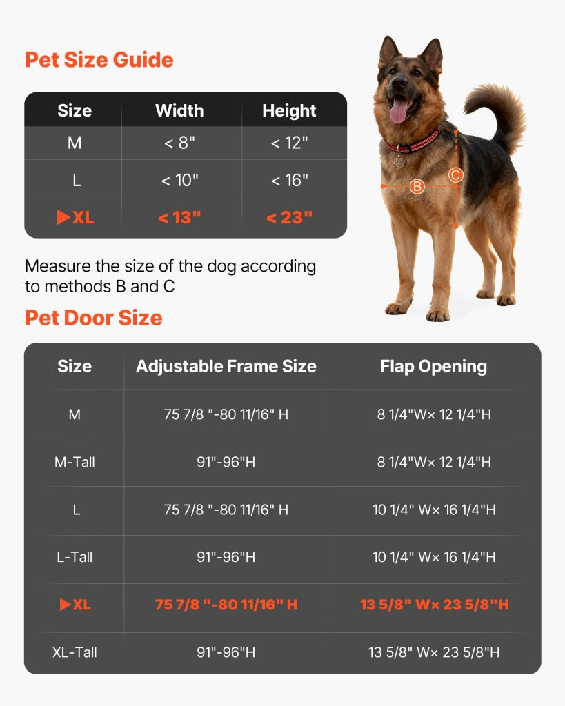 Porta Scorrevole per Cani XL CWM03-XL-H, Telaio in Alluminio e Vetro Temperato, Altezza Regolabile 2311-2439 mm con Serratura, Bianco