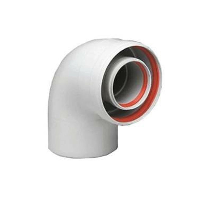 CURVA COASSIALE 90  ° DI PARTENZA PER SCALDABAGNO TIRAGGIO FORZATO  EE ¸ 60/100   BAXI SPA