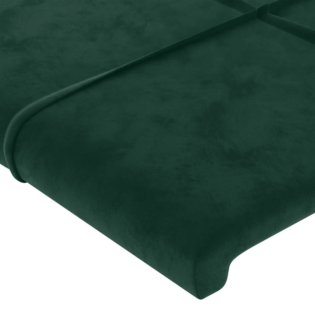 Testiera ad Orecchio-Testata con Orecchie Verde Scuro 203x23x78/88 cm in Velluto 667035