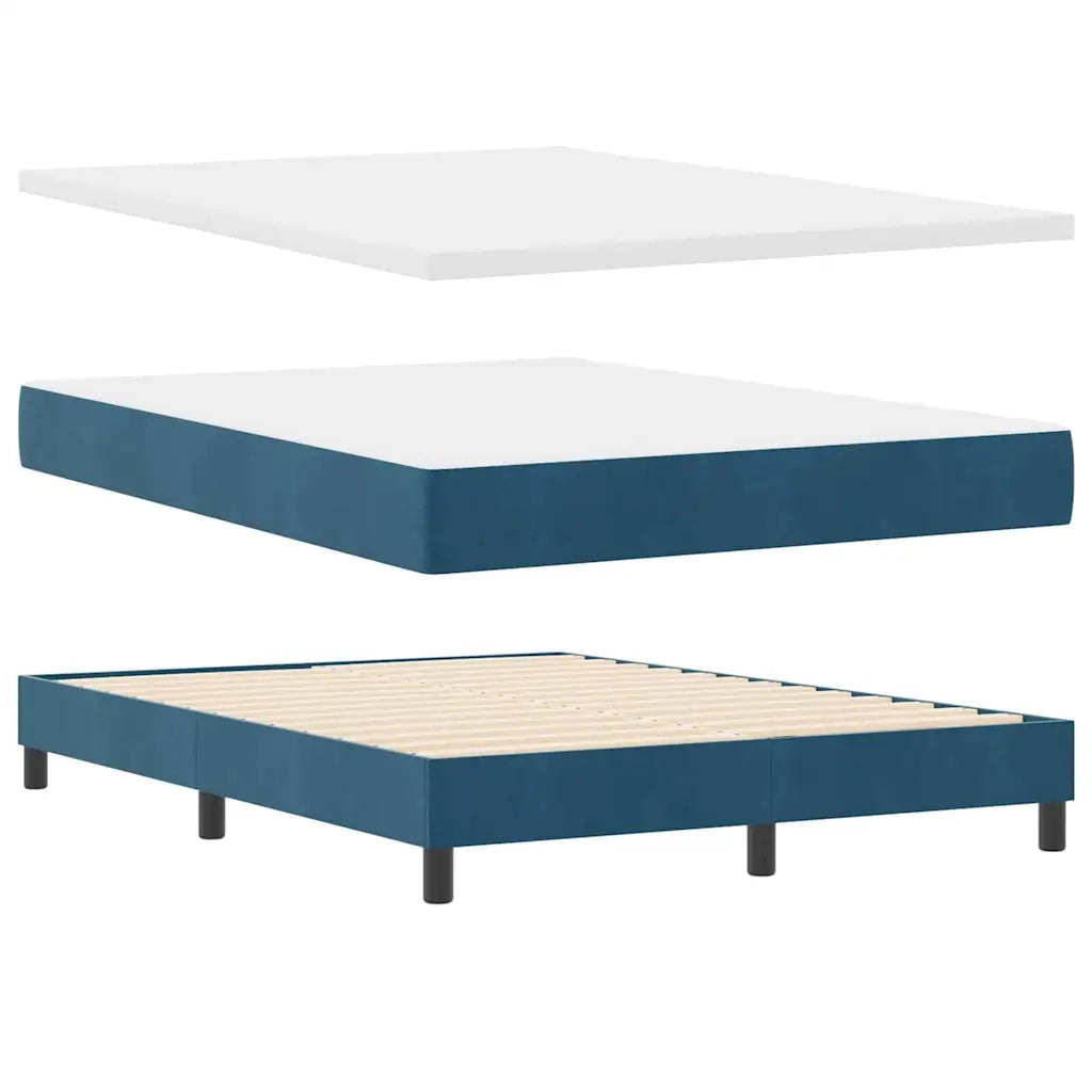 Letto a Sorgente LED con led Blu Scuro 160 x 200 cm Velluto