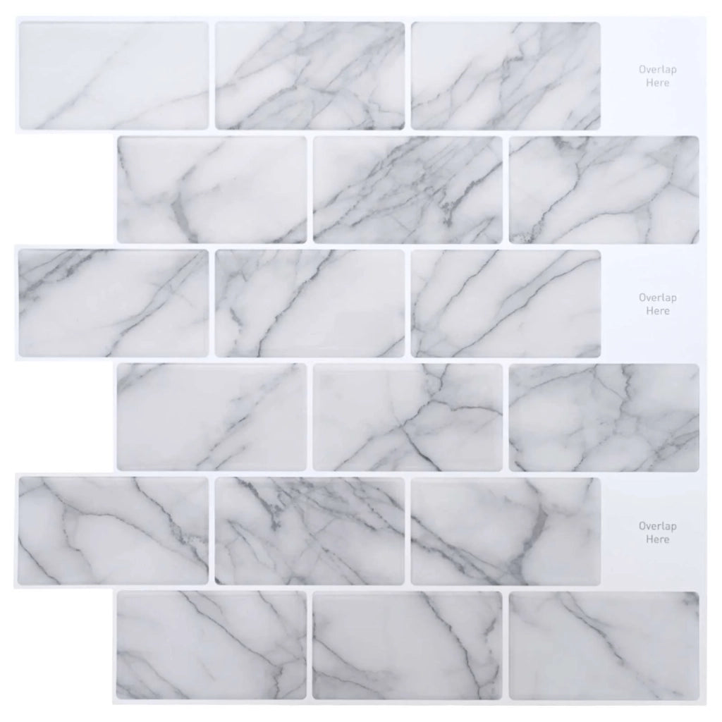 Piastrella subway 10 pz Marmo Bianco 30 x 30 cm CFW3258418